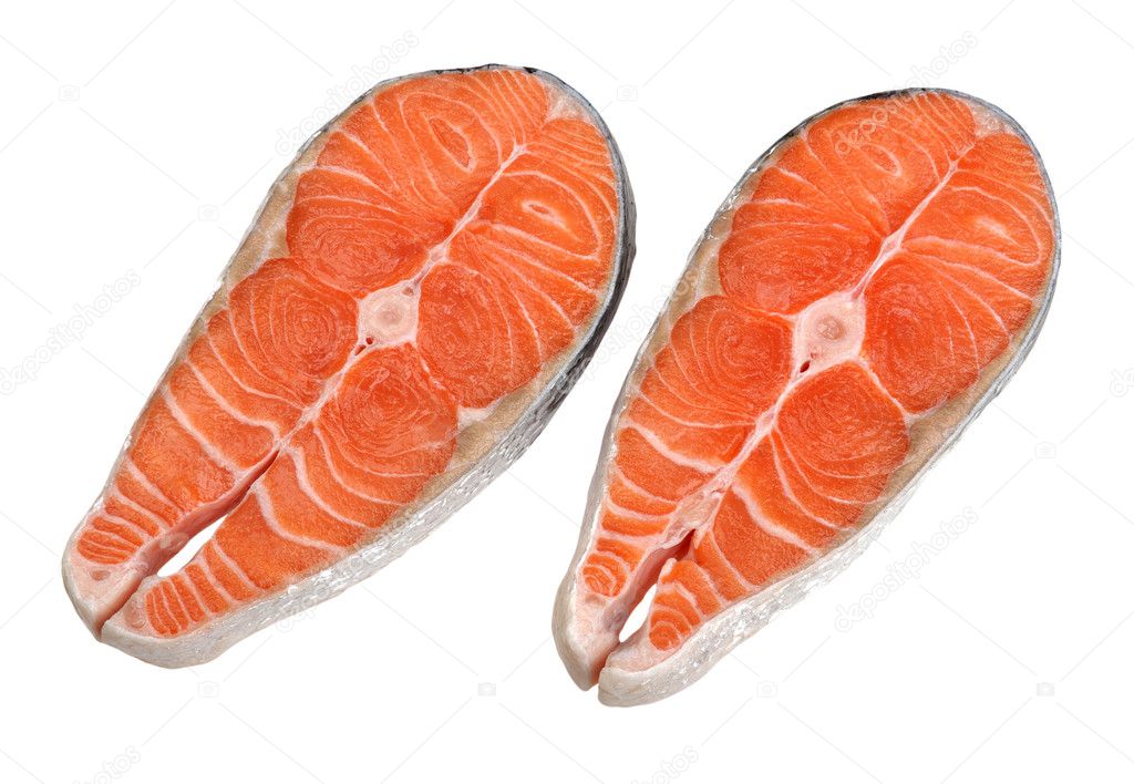 Two salmon steaks