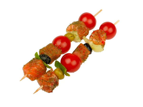 Salmon on a skewer — Stock Photo, Image