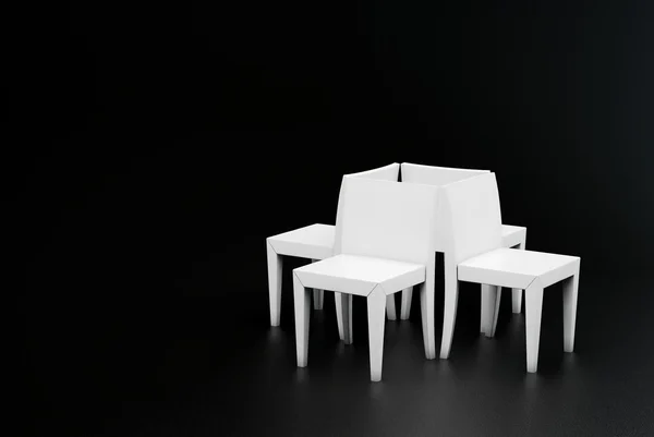 Dört beyaz plastik sandalye — Stok fotoğraf