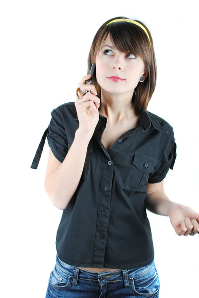 Vrouw in zwarte shirt — Stockfoto