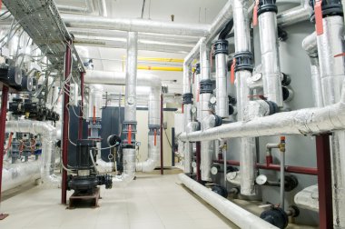 Modern gas boiler room clipart
