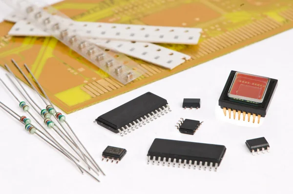 Elemento e placa de micro eletrônica — Fotografia de Stock