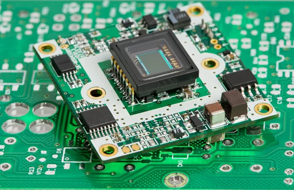 Mikrochip styrelsen med sensor — Stockfoto