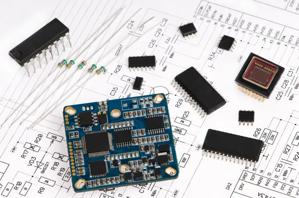 Elemento e layout de micro eletrônica — Fotografia de Stock