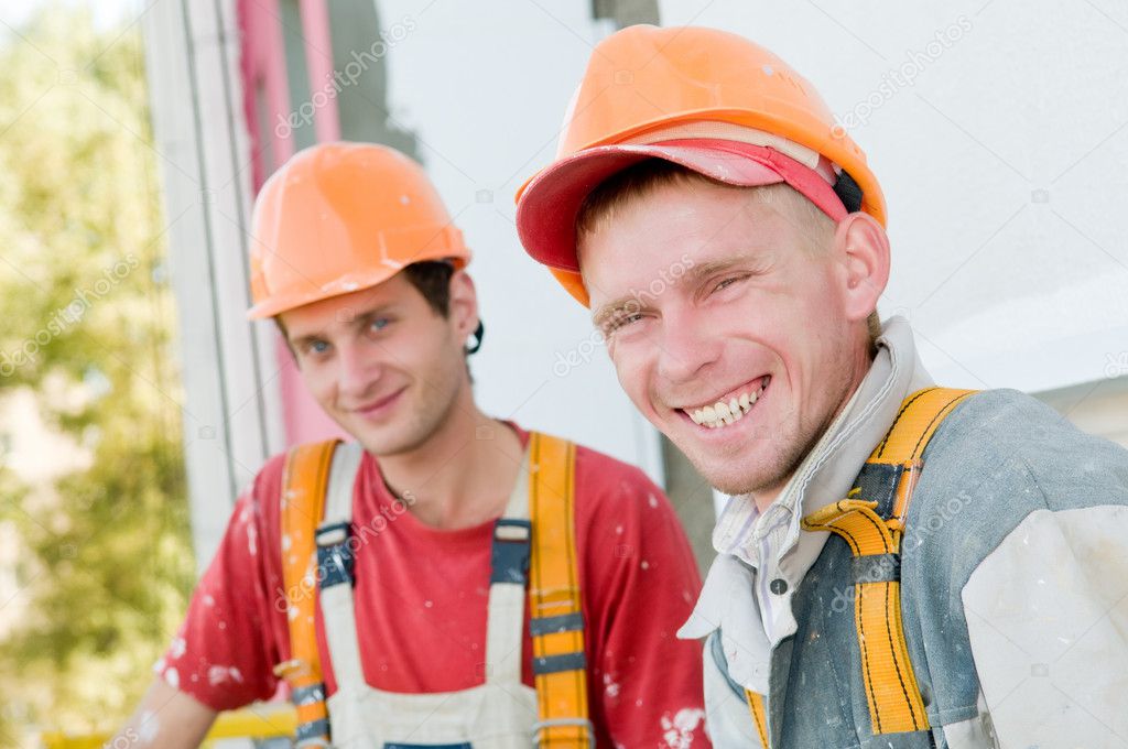 Two builder facade painters