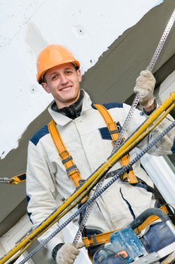 Happy facade builder worker clipart