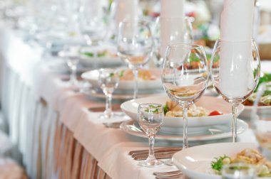 Close-up catering table set clipart