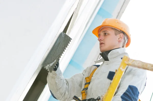 Facade stopping and surfacer works — Stock Photo, Image