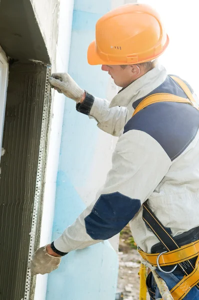 Facade stopping and surfacer works — Stock Photo, Image