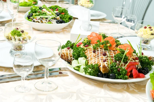 Conjunto mesa de catering decoración — Foto de Stock