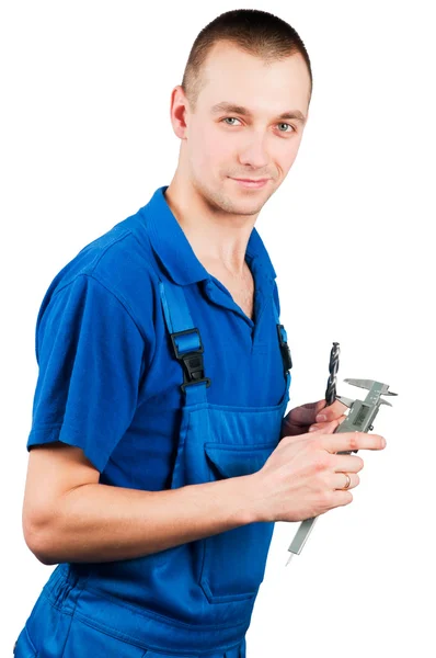 Worker with caliper — Stock Photo, Image