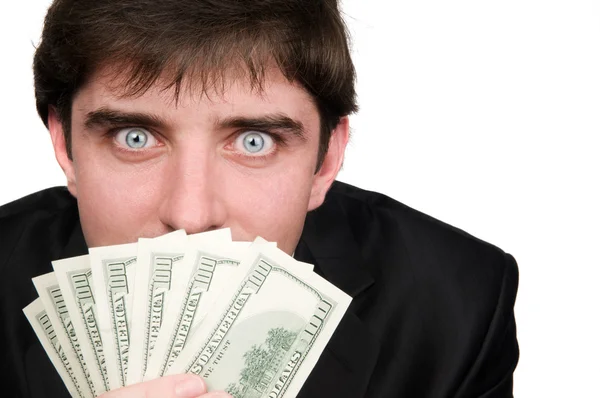 Empresário com dinheiro em dólares — Fotografia de Stock