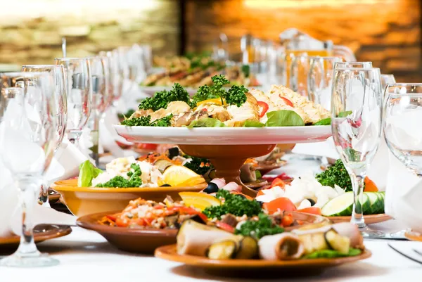 Catering eettafel decoratie Stockfoto