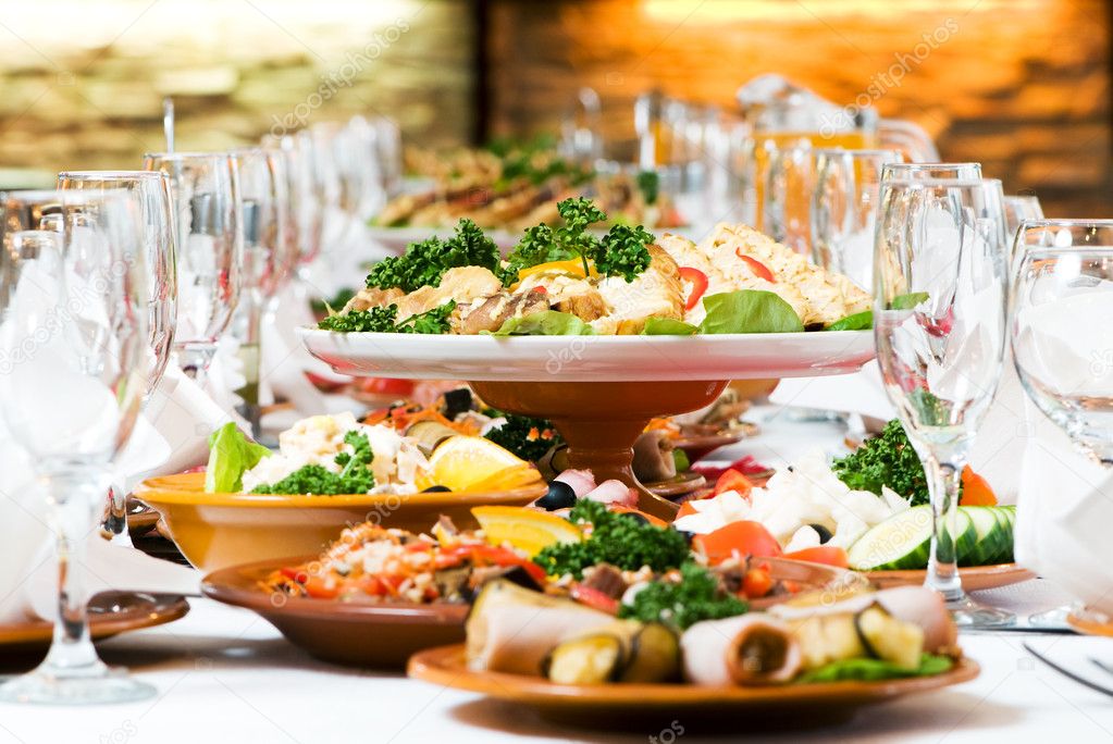 Catering food table set decoration â Stock Photo