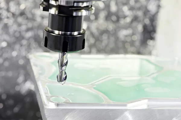 Close-up process of metal machining by milling — Stock Photo, Image