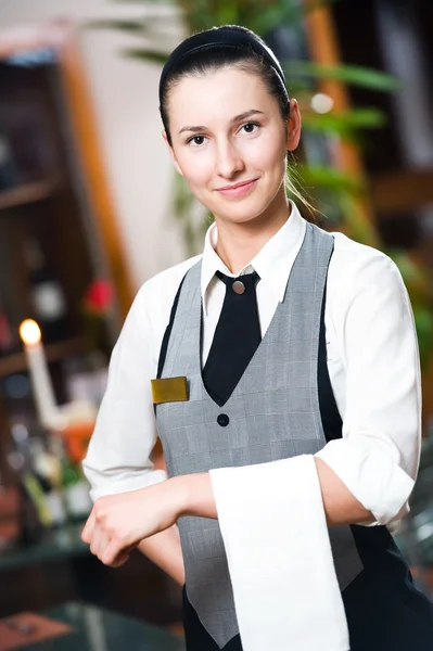 商业餐厅女服务员女孩 — 图库照片