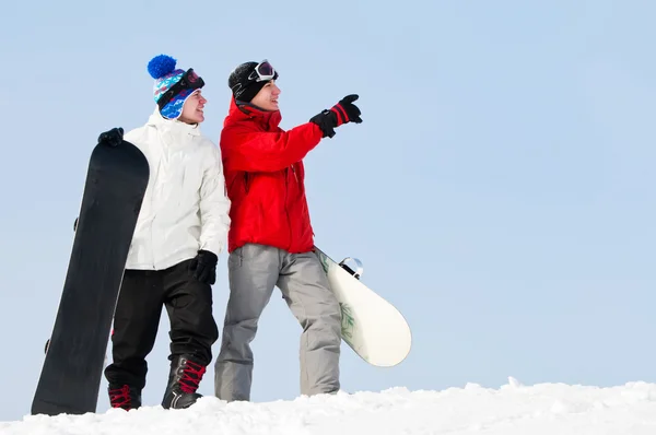 Szczęśliwy sportowca z deski snowboardowe — Zdjęcie stockowe
