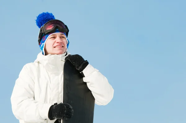 Snowboard ile mutlu sporcu — Stok fotoğraf