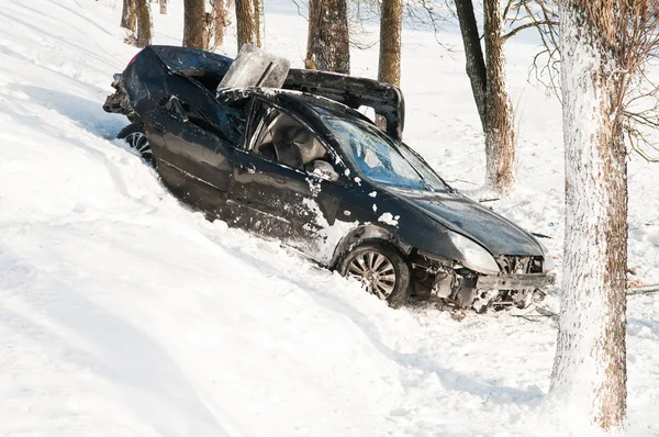 Acidente de carro de inverno — Fotografia de Stock