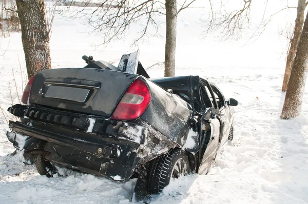 冬季汽车撞车事故 — 图库照片