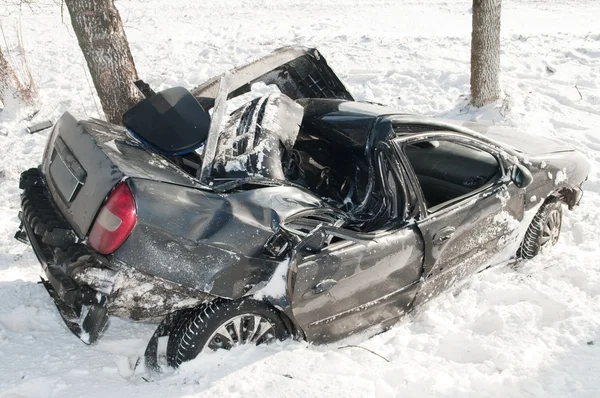 Winter autoongeval crash — Stockfoto