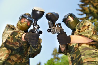 Two paintball players clipart