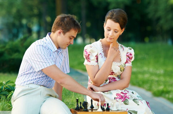 Chess game outdoors