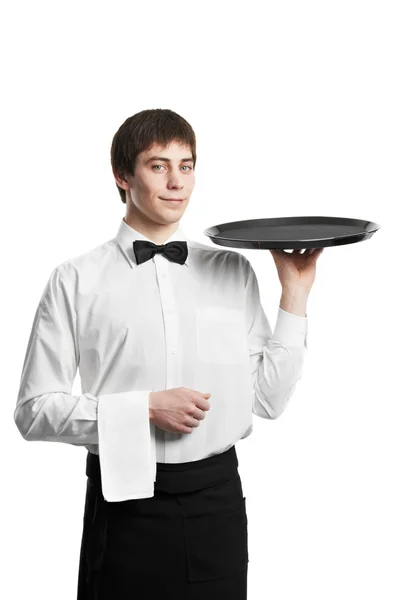 Waiter sommelier man with tray — Stock Photo, Image