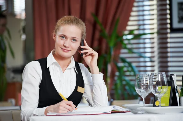 Restaurant manager woman at work place — Stock Photo, Image