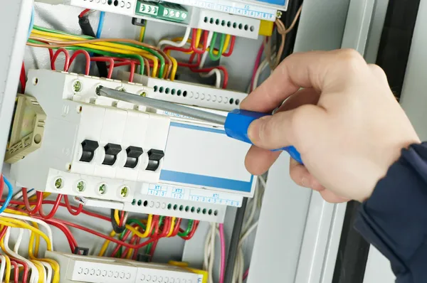 Close-up of Electrician work — Stock Photo, Image