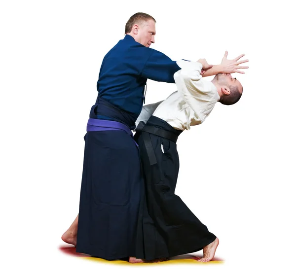 Спарринг двух бойцов джиу-джитсу — стоковое фото