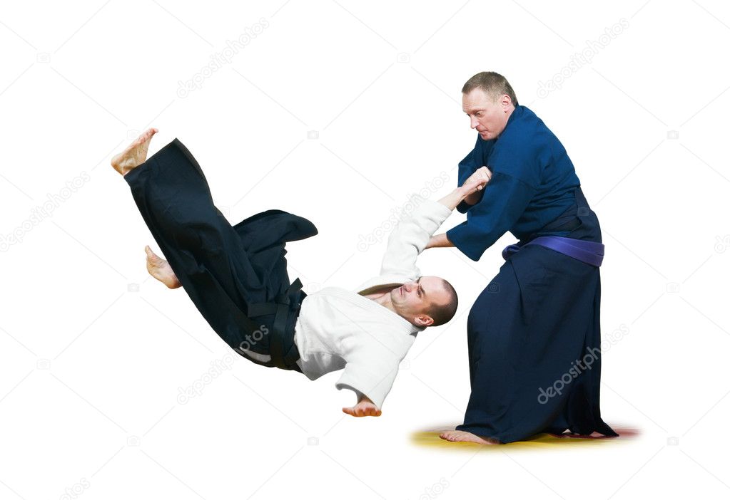 Sparring of two jujitsu fighters