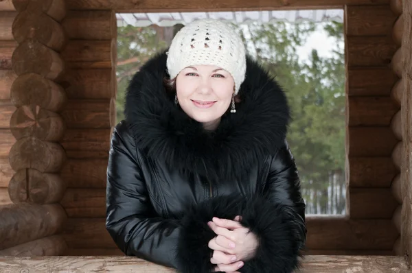 Stock image Young beautiful woman in winter clothes. Coat and hat