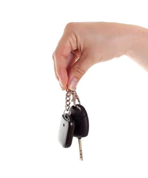 Hand with car keys. Isolated on white. — Stock Photo, Image