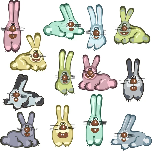 Different cartoon rabbits — Stock Vector