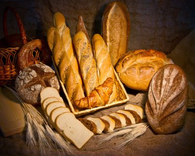 Still life with different kind of bread clipart