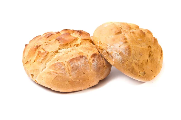 Twee witte ronde brood loafs tarwe — Stockfoto