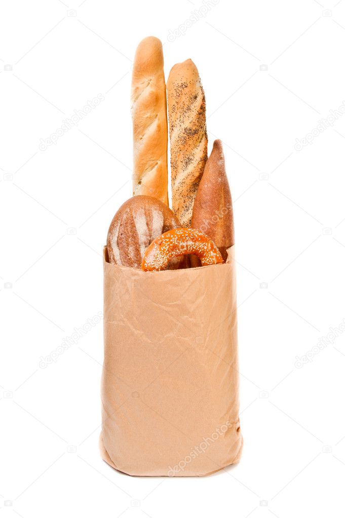 Paper bag with different kind of bread