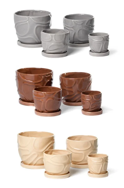 Set de macetas de cerámica para plantas de interior —  Fotos de Stock