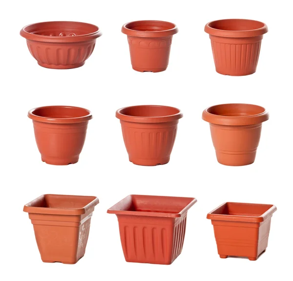 Set of plastic flowerpots for indoor plants — Stock Photo, Image