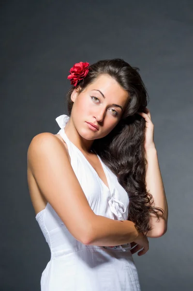 stock image Young dark haired beautiful woman