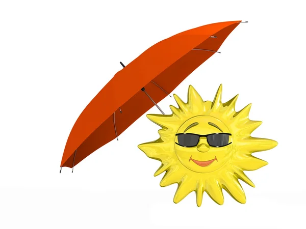 傘と漫画の太陽 — ストック写真