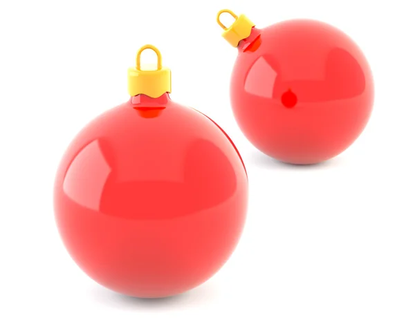 Two red christmas baubles — Stock Photo, Image