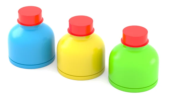 Три пластиковых бутылки — стоковое фото