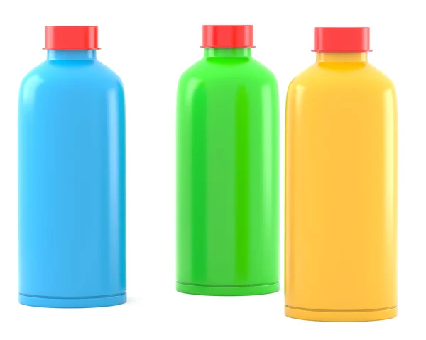 Drie plastic flessen — Stockfoto