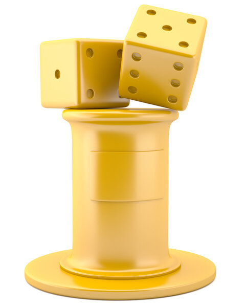 Gold dices on pedestal