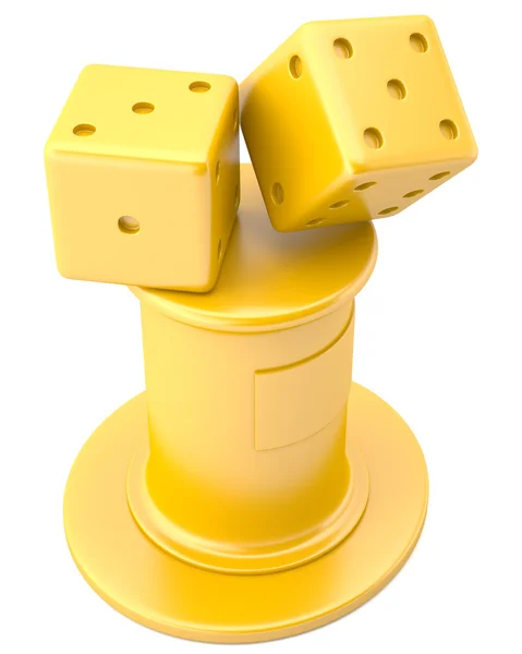 stock image Gold dices on pedestal