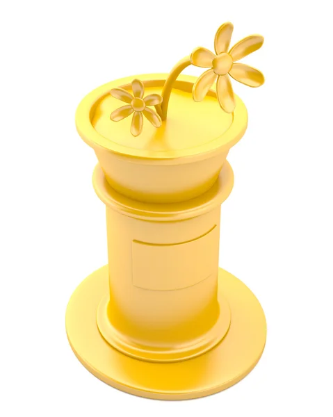 Gold flowers on pedestal — Stock Photo, Image