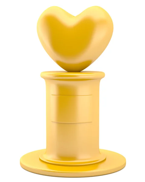 Gold heart on pedestal — Stock Photo, Image