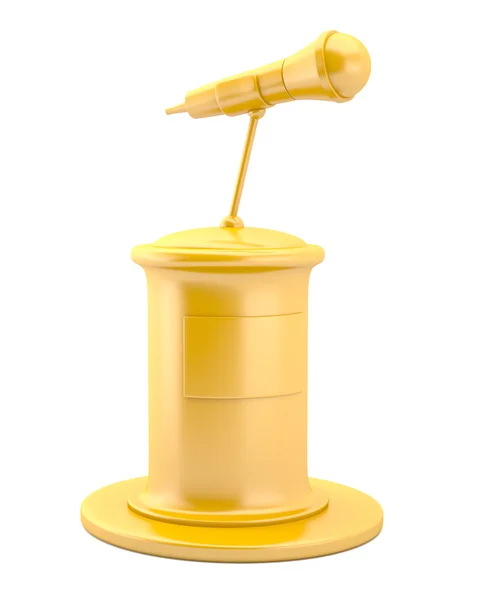 Zlatý mikrofon na podstavci — Stock fotografie